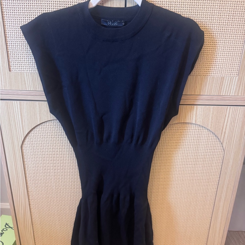 Deluc Black Ribbed Crewneck Knit dress